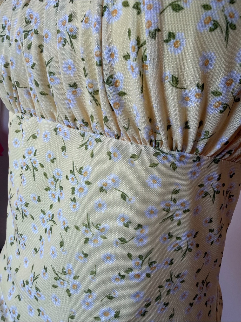 Yellow Floral Ruched Cami Top Size S - Picture 5 of 5
